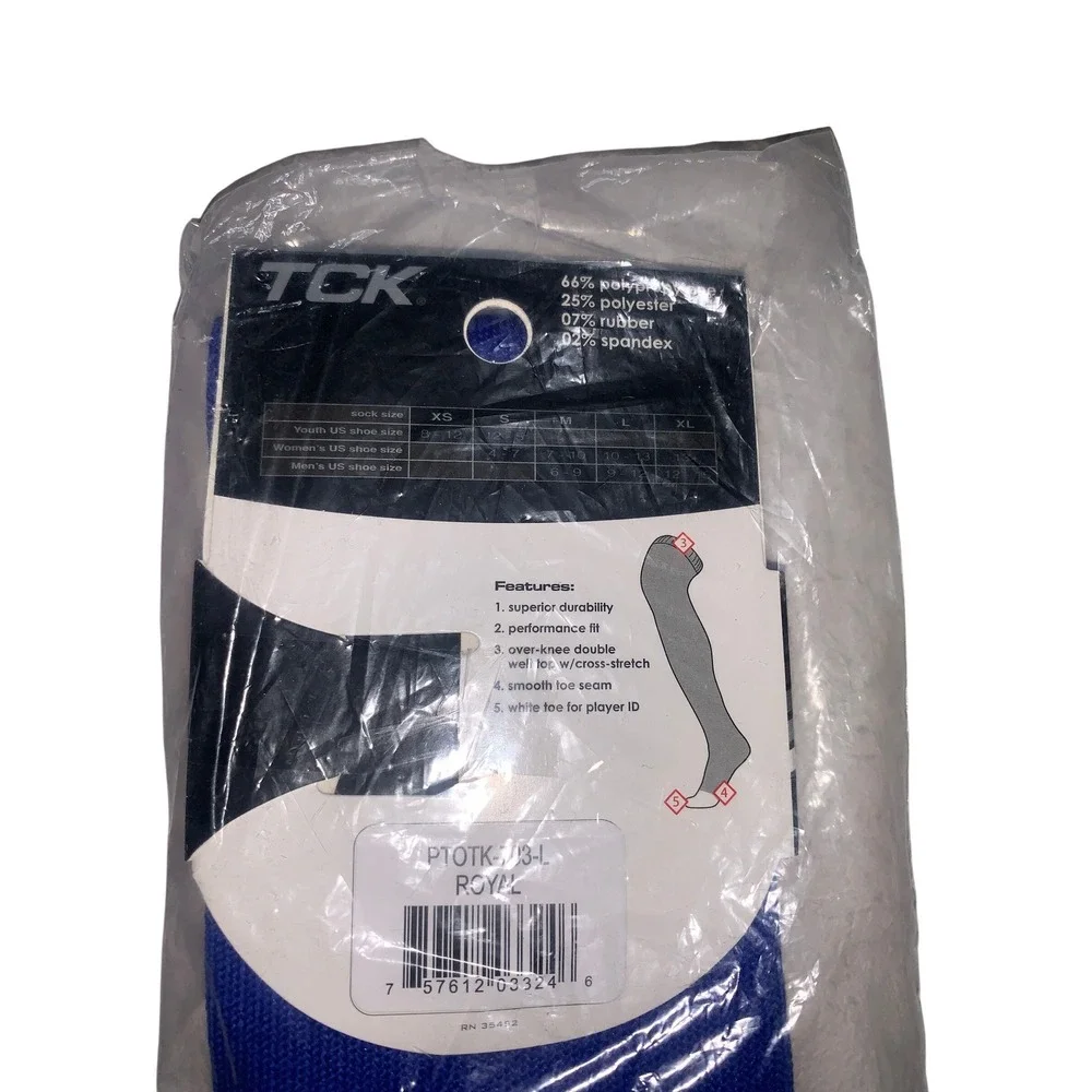 TCK Pro Plus Over-the-Knee Athletic Baseball Socks Royal Blue‎ Mens Large